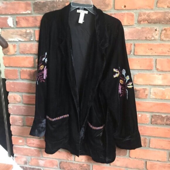 Studio WestApparel NEW Velvet Boho Embroidered Jacket Blazer Unlined Oversize 1X - Picture 4 of 16